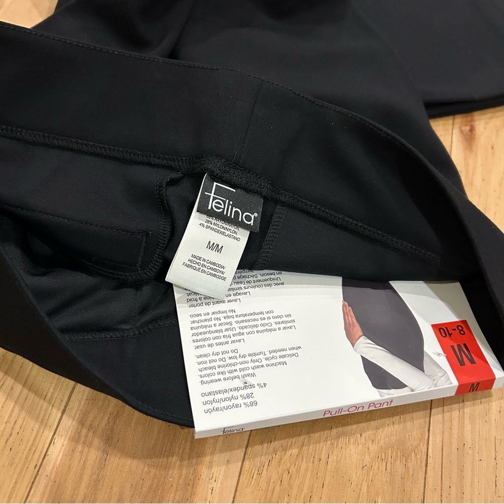 NWT Felina Black Pull On Casual Dress Pants w/ Tummy Control Panel - Size Medium - Picture 5 of 10